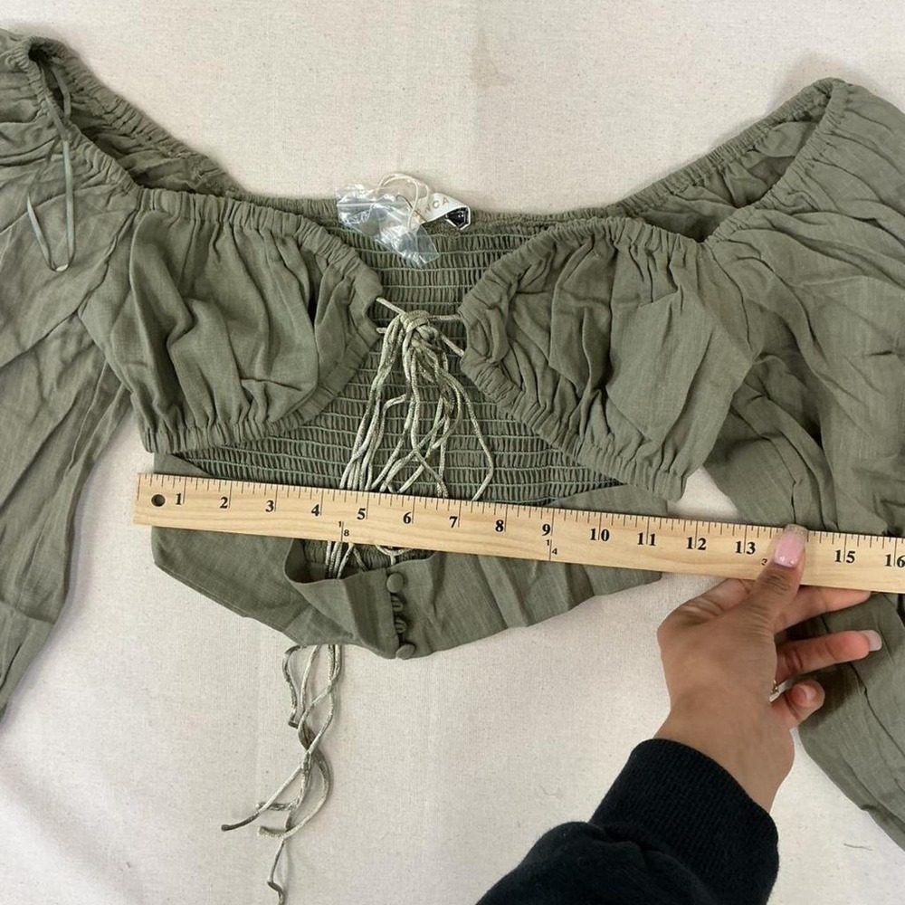 Ovianca olive green off-the-shoulder crop top - Picture 4 of 4
